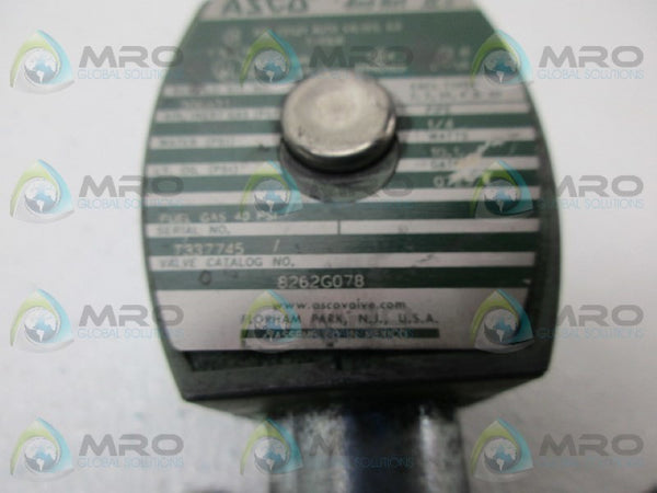 ASCO 8262G078 SOLENOID VALVE  UNMP