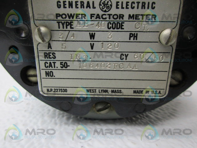 GENERAL ELECTRIC AB-40 50-106402FCAA PANEL METER *USED*