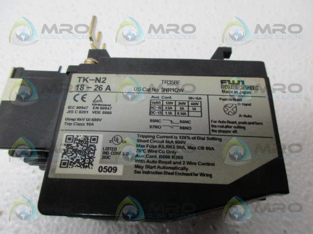 FUJI ELECTRIC TK-N2 THERMAL OVERLOAD RELAY 18-26A *NEW NO BOX*