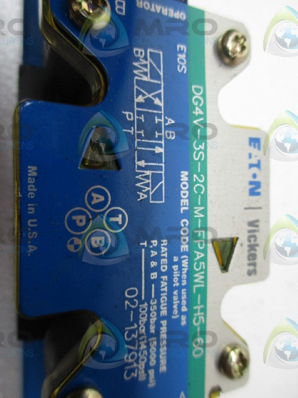 VICKERS DG4V-3S-2C-M-FPA5WL-H5-60 HYDRAULIC VALVE *NEW NO BOX*