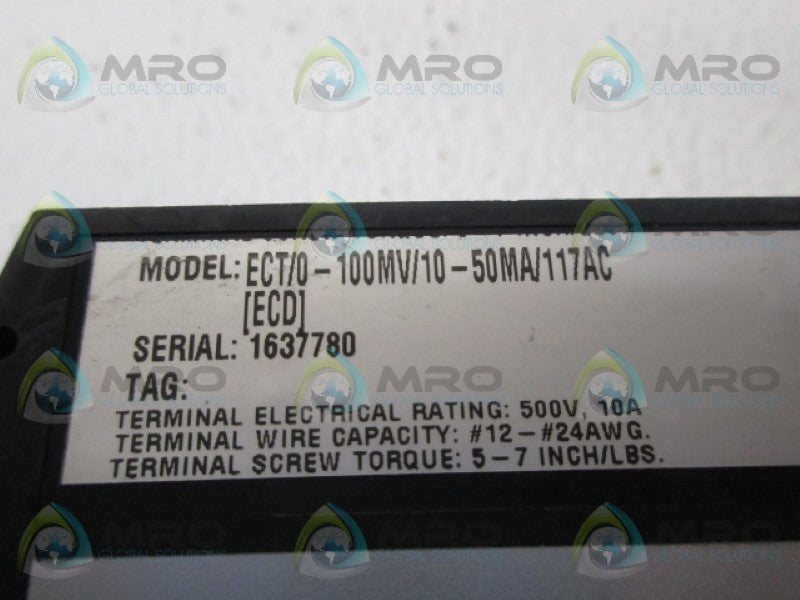 MOORE ECT/0-100MV/10-50MA/117AC SIGNAL ISOLATOR CONVERTER *USED*
