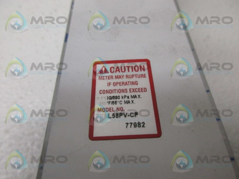 COLE-PARMER L58PV-CP ACRYLIC FLOWMETER 0-20 GPM NSNP