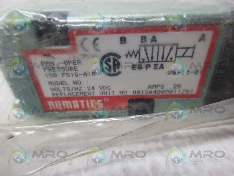 NUMATICS 081SA400M011Z61 SOLENOID VALVE *NEW IN FACTORY BAG*