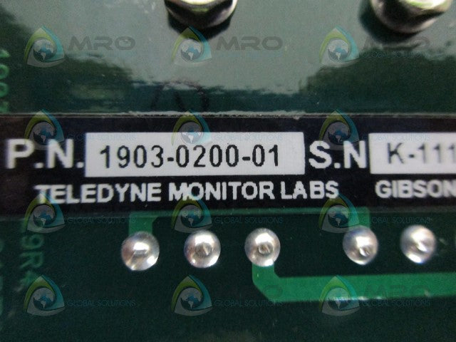TELEDYNE MONITOR 1903-0200-01 CIRCUIT BOARD *USED*