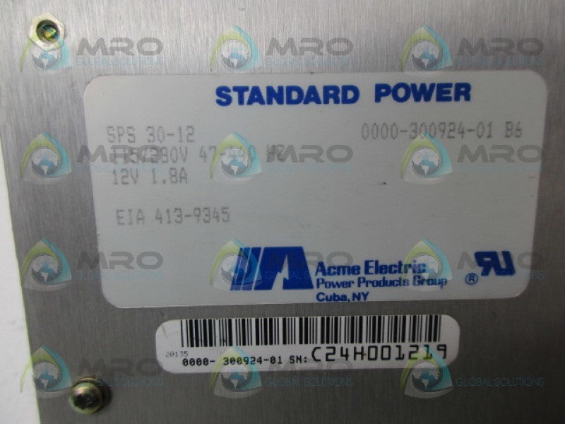 ACME SPS30-12 POWER SUPPLY *NEW NO BOX*