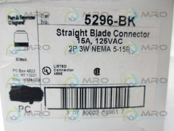 PASS SEYMOUR  5296-BK CONNECTOR PLUG *NEW NO BOX*