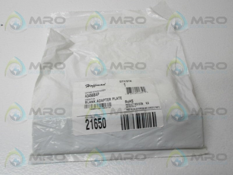 HOFFMAN A3456BAP BLANK ADAPTER PLATE *NEW IN FACTORY BAG*