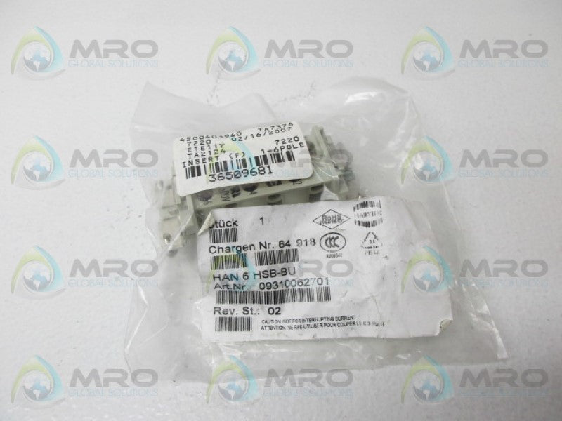 HARTING HAN6HSB-BU CONNECTOR * NEW IN FACTORY BAG *