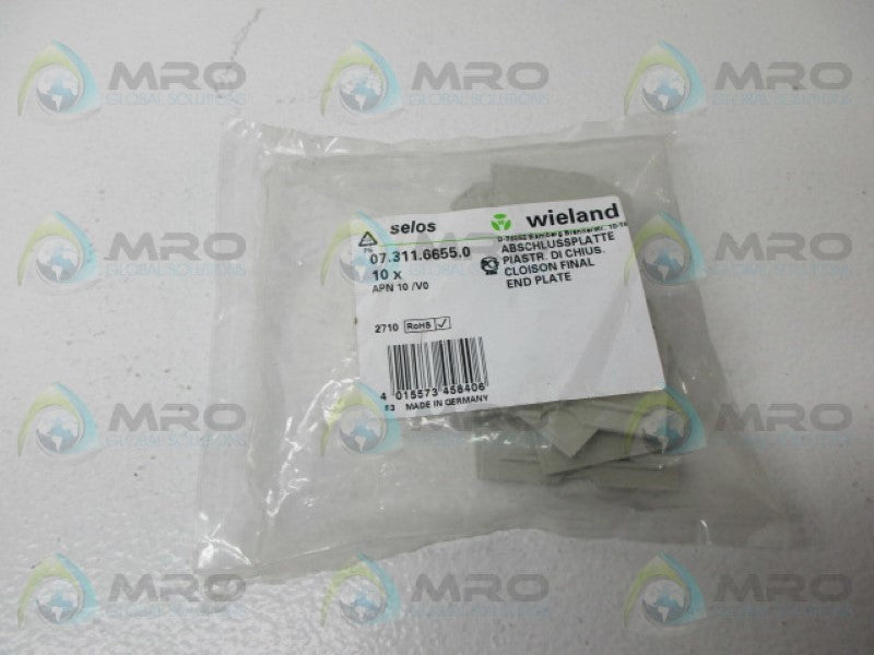 WIELAND APN10/V0 07.311.6655.0 END PLATE (PKG OF 10) *NEW IN FACTORY BAG*