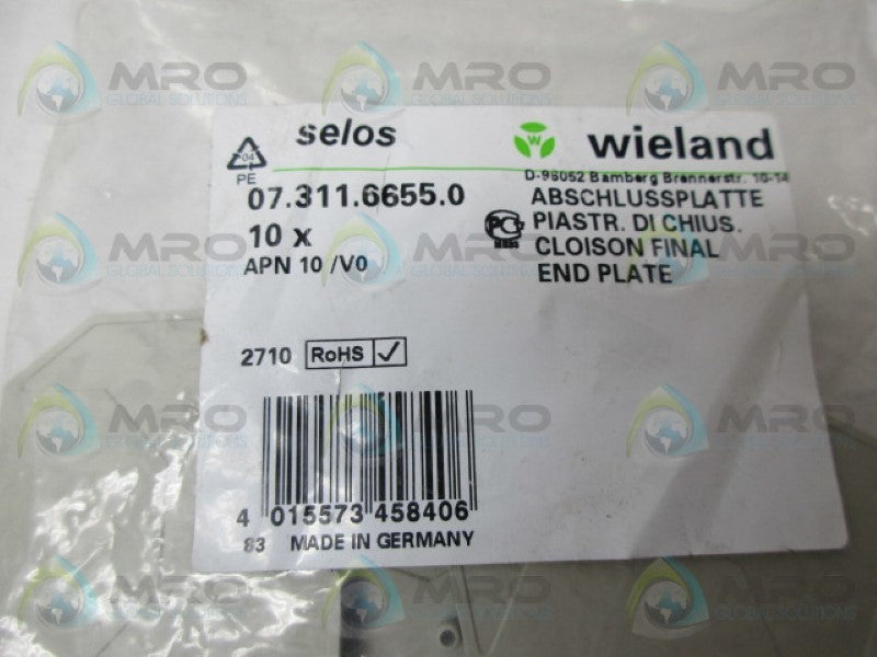 WIELAND APN10/V0 07.311.6655.0 END PLATE (PKG OF 10) *NEW IN FACTORY BAG*