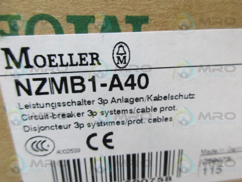 KLOCKNER MOELLER NZMB1-A40 CIRCUIT BREAKER 40A NSMP