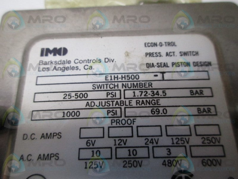 BARKSDALE E1H-H500-T PRESSURE ACTUATED SWITCH *  NEW IN BOX  *