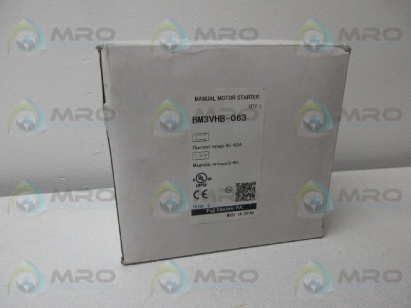 FUJI ELECTRIC BM3VHB-063 MAUAL MOTOR STARTER 45-63A *NEW IN BOX*