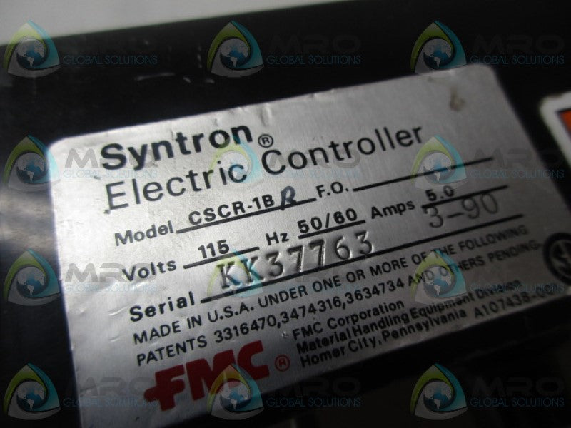 FMC SYNTRON CSCR-1BR ELECTRIC CONTROLLER *USED *