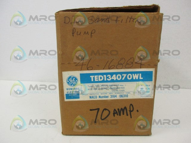 GENERAL ELECTRIC TED134070WL CIRICUIT BREAKER 70A *NEW IN BOX*