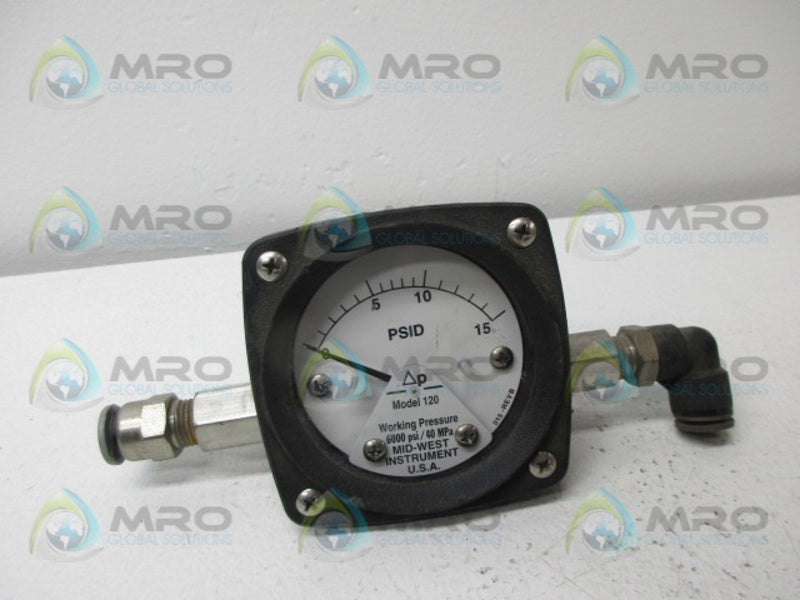 MID-WEST 120SA-02-FO PRESSURE GAUGE 0-15 PSID  NSNP