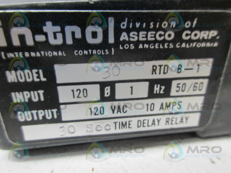 INTERNATIONAL CONTROLS 30RTDB-1 TIME DELAY RELAY  NSNP