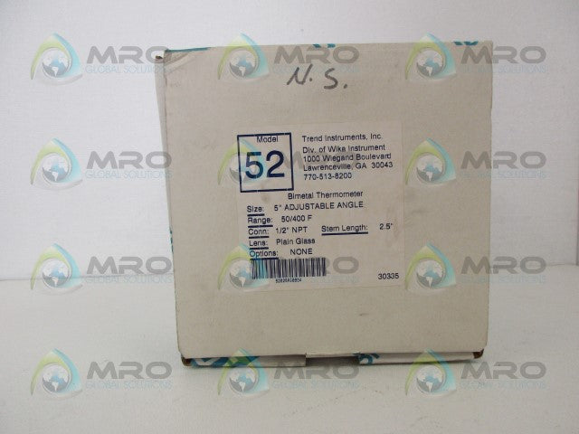 TREND INSTRUMENTS MODEL 52 CR5207B 50-400 ADJUSTABLE TEMPERATURE GAUGE *NEW IN BOX*