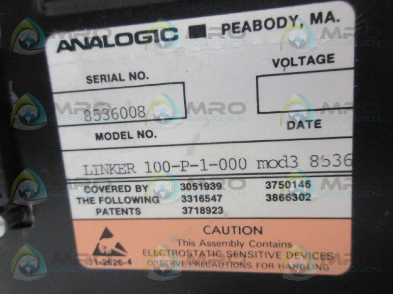 ANALOGIC 100-P-1-000 PWT PROGRAM PANEL  UNMP