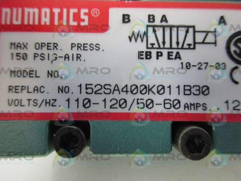 NUMATICS 152SA400K011B30 MK 15 SOL VALVE *NEW NO BOX*