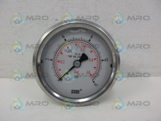 WIKA 316SS TUBE CONNECTION  GAUGE 0-15 *NEW NO BOX*