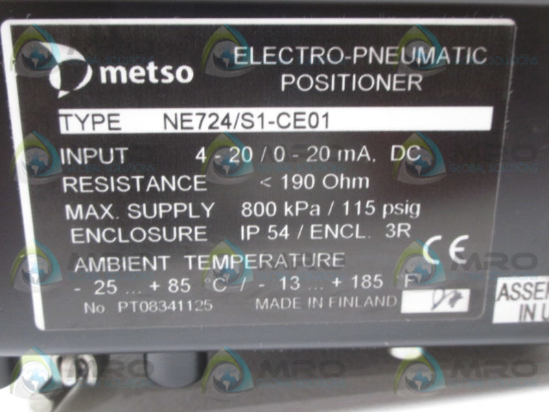 METSO NE724/S1-CE01 ELECTRO-PNEUMATIC POSITIONER * NEW IN BOX *
