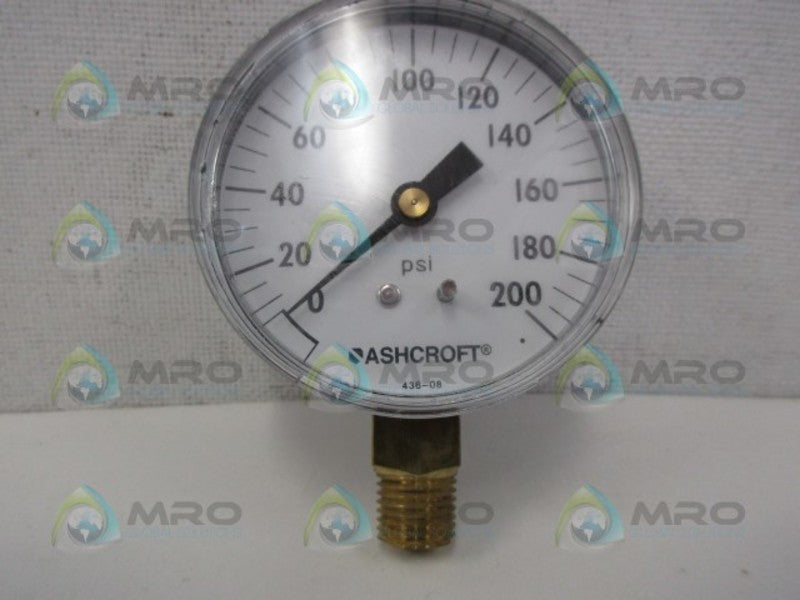 ASHCROFT 436-08 0-200 GAUGE *NEW NO BOX*