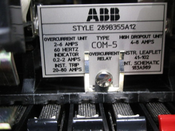 ABB 289B355A12 OVERLOAD RELAY * NEW NO BOX *