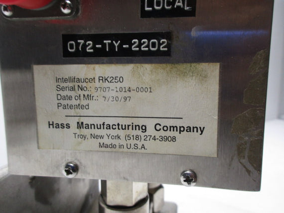 HASS MANUFACTURING 072-TY-2202 INTELLIFAUCET * USED *