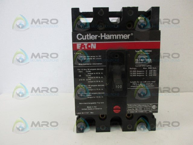 CUTLER HAMMER FS340100A BREAKER 3POLE *NEW NO BOX*