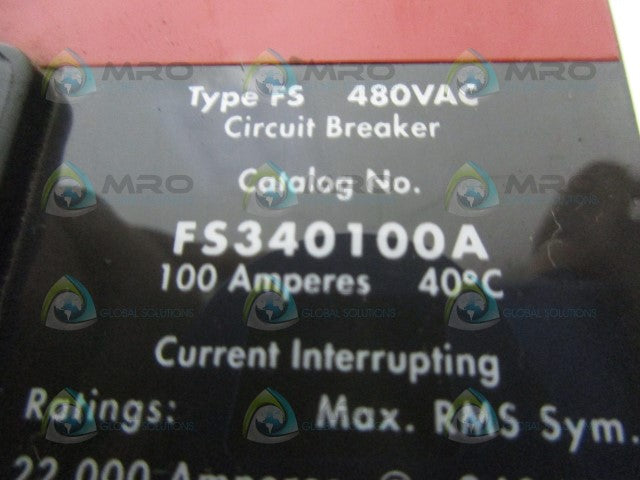 CUTLER HAMMER FS340100A BREAKER 3POLE *NEW NO BOX*