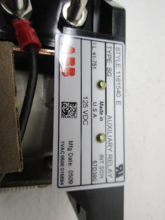 ABB 1161540 AUXILIARY RELAY 125VDC * NEW NO BOX *