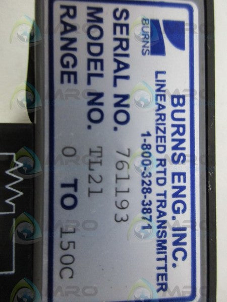 BURNS TL21 LINEARIZED RTD TRANSMITTER *NEW NO BOX*