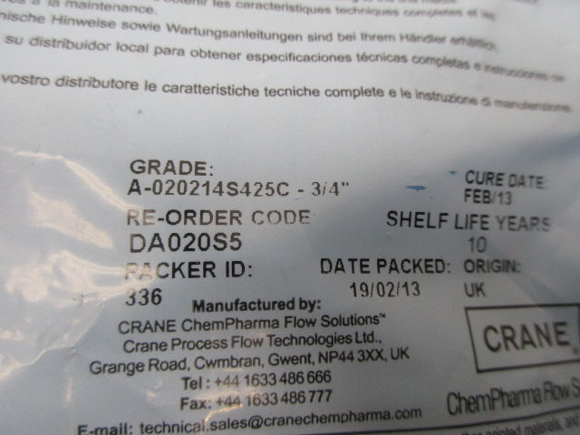 SAUNDERS DA020S5 DIAPHRAGM * NEW IN FACTORY BAG *