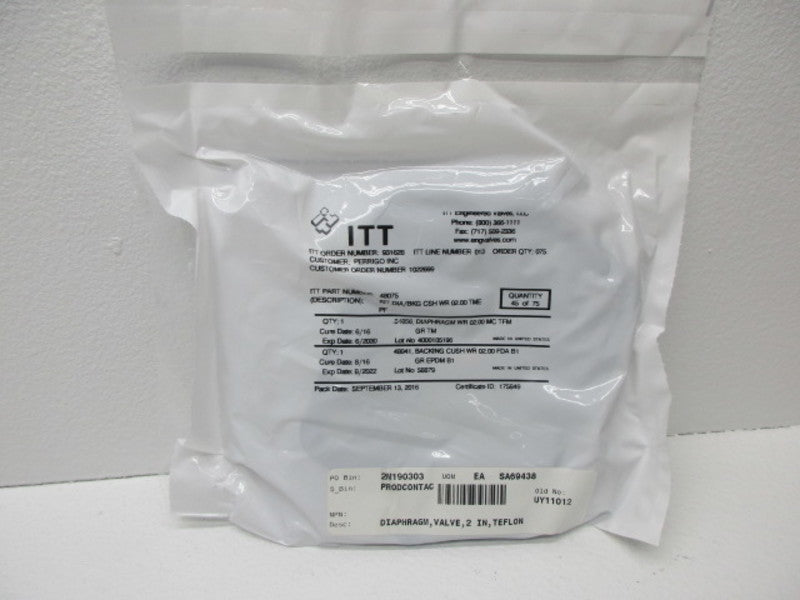 ITT 48075 DIAPHRAGM KIT * NEW IN FACTORY BAG *