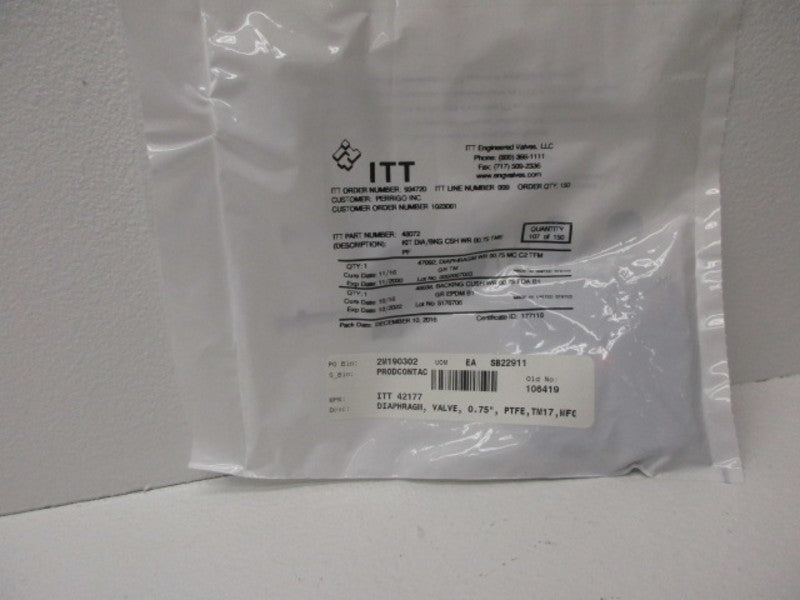 ITT 48072 DIAPHRAGM KIT * NEW IN FACTORY BAG *