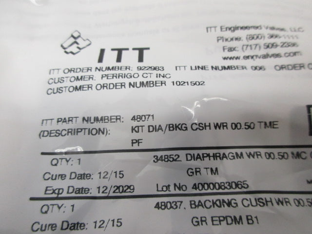 ITT 48071 KIT DIAPHRAGM * NEW IN FACTORY BAG *