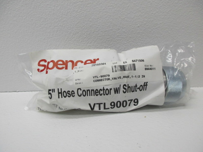 SPENCER VTL90079 CONNECTOR W/ SHUT -OFF * NEW IN FACTORY BAG *