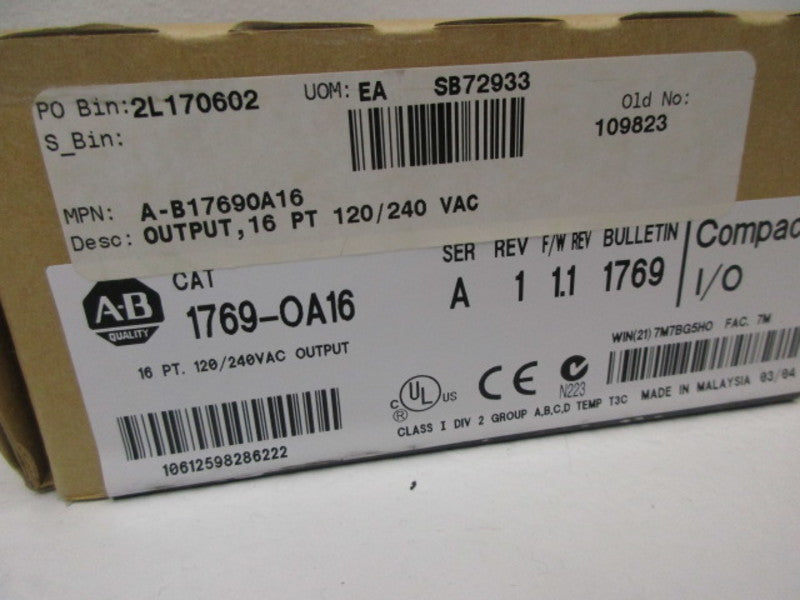 ALLEN BRADLEY 1769-IQ16 SER. A F/W 3.1 DATE: 2004 * FACTORY SEALED *