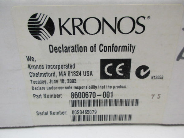 KRONOS 8600670-001 BATTERY KIT W/BOARD  NSMP