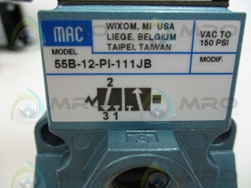 MAC 55B-12-PI-111JB 110/120V SOLENOID VALVE *NEW NO BOX*