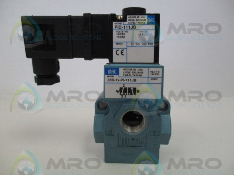 MAC 55B-12-PI-111JB 110/120V SOLENOID VALVE *NEW NO BOX*