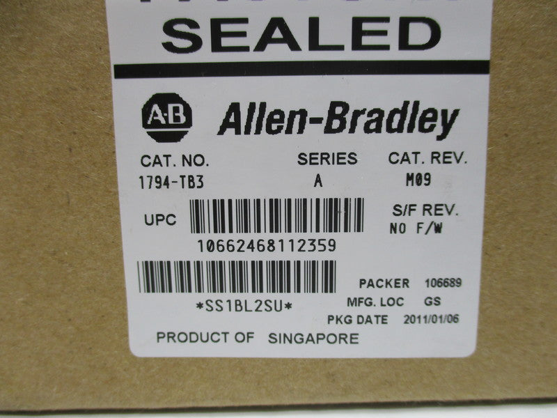 ALLEN BRADLEY FLEX 1794-TB3 SER. A DATE: 2011 * FACTORY SEALED *