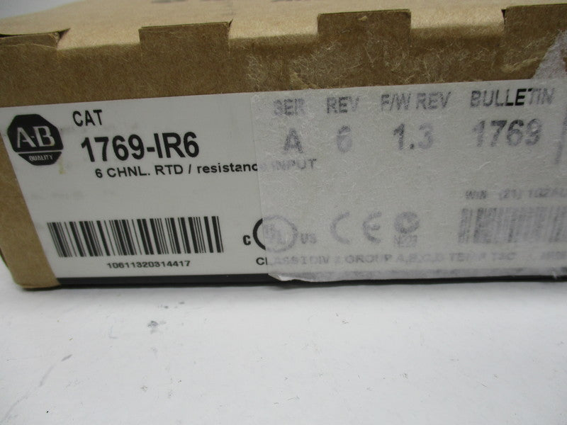 ALLEN BRADLEY 1769-IR6 SER. A F/W REV.1.3 DATE:2008 * FACTORY SEALED *