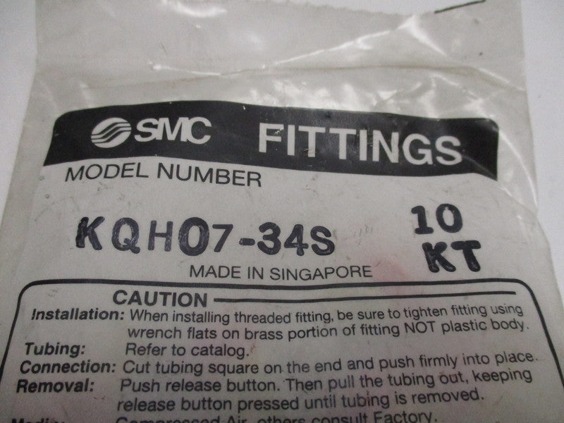 SMC KQH07-34S (QTY: 10) * NEW IN FACTORY BAG *