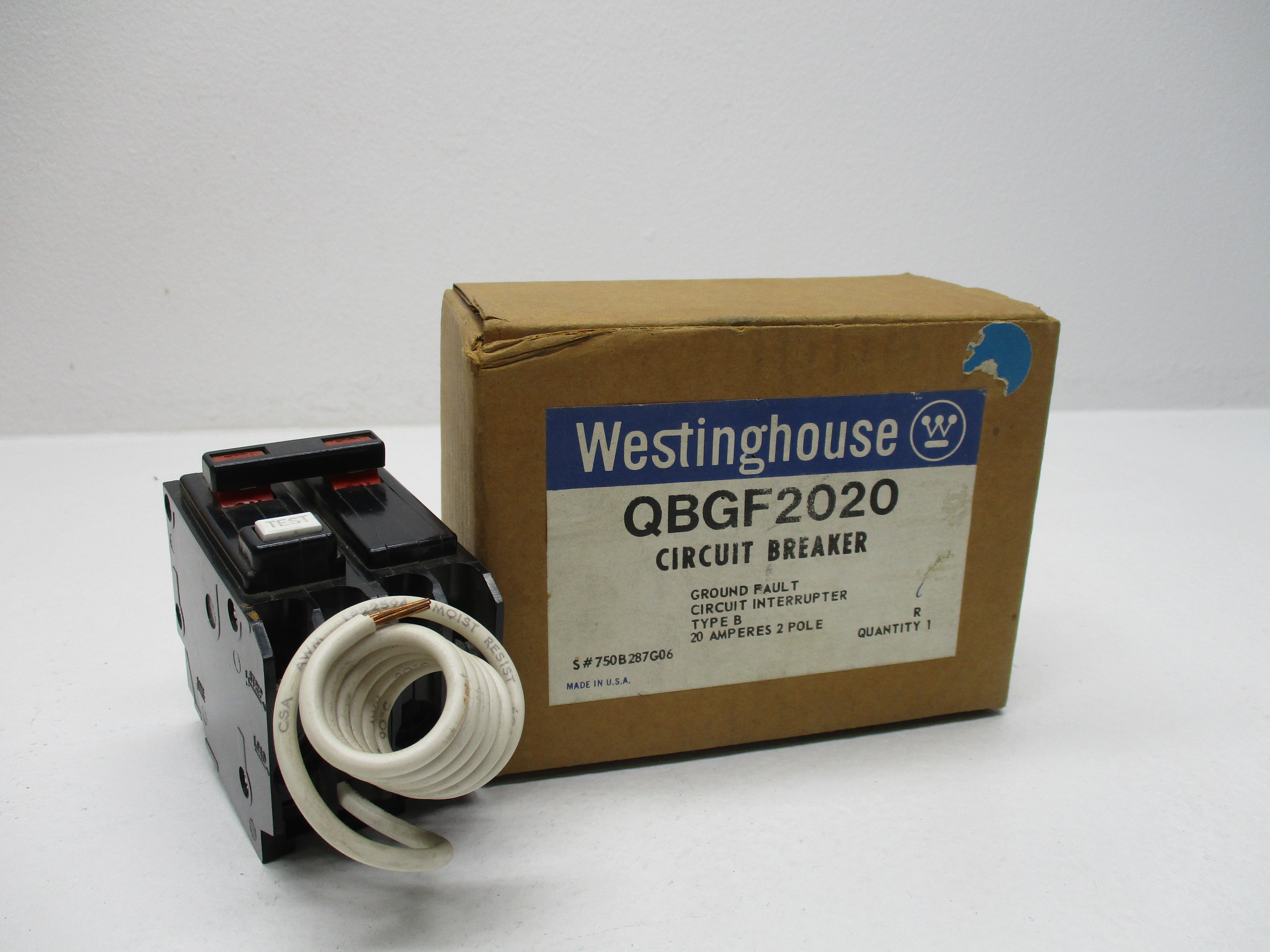 WESTINGHOUSE QBGF2020 CIRCUIT BREAKER 20A 240V NSMP
