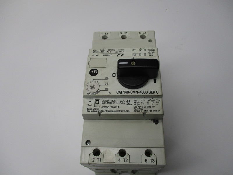 ALLEN BRADLEY 140-CMN-4000 SER. C CIRCUIT BREAKER 600V 40A NSNP