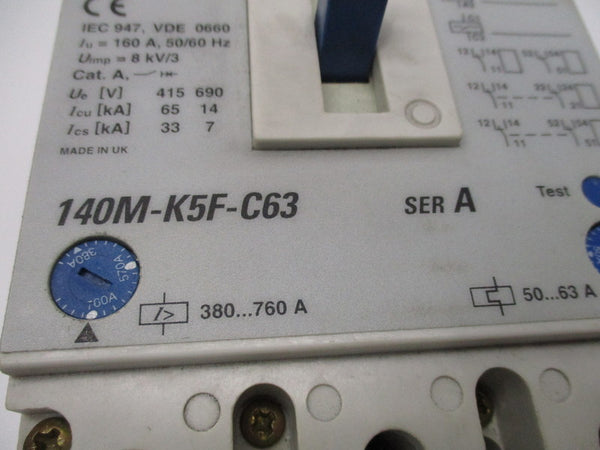 ALLEN BRADLEY 140M-K5F-C63 SER. A CIRCUIT BREAKER 160A 690V NSNP