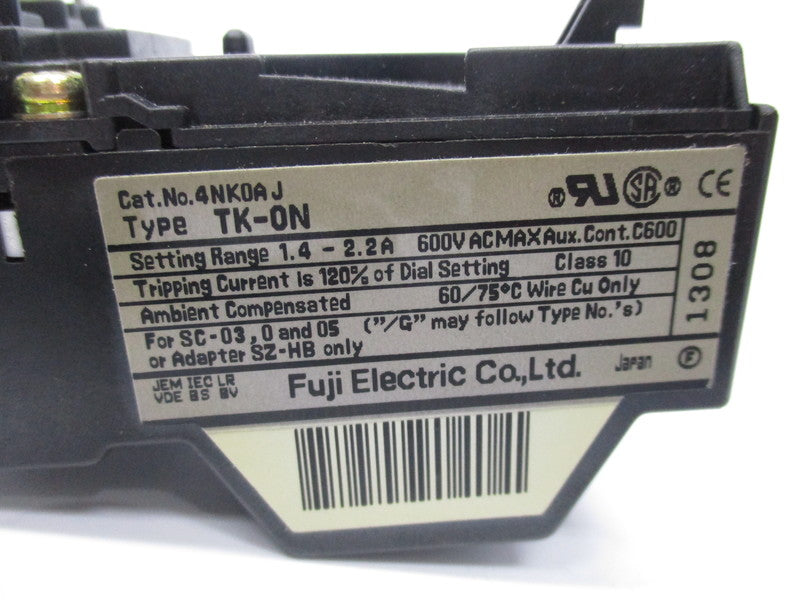 FUJI ELECTRIC 4NK0AJ (TK-ON) OVERLOAD RELAY 1.4-2.2A NSMP