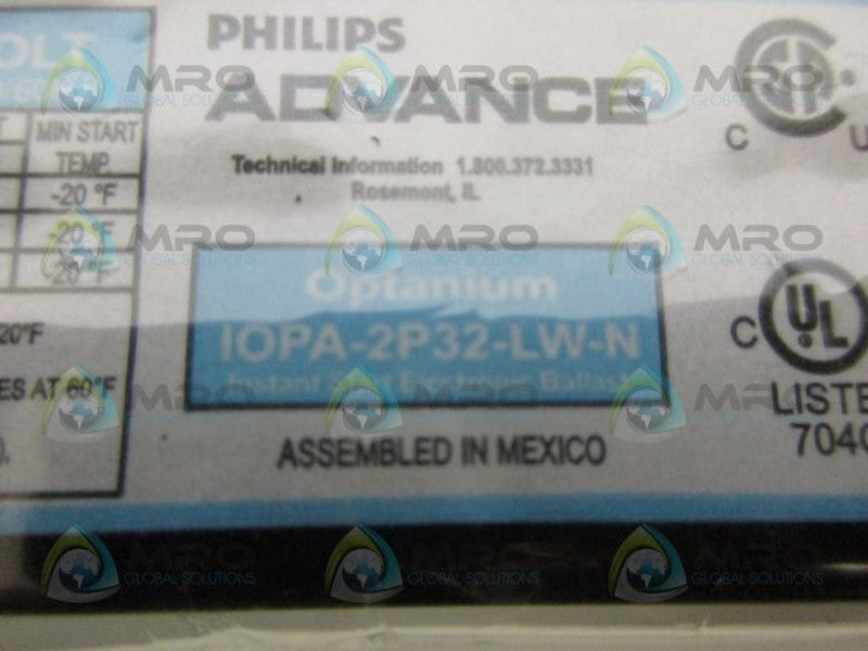 PHILIPS ADVANCE IOPA-2P32-LW-N OPTANIUM BALLAST *NEW NO BOX*